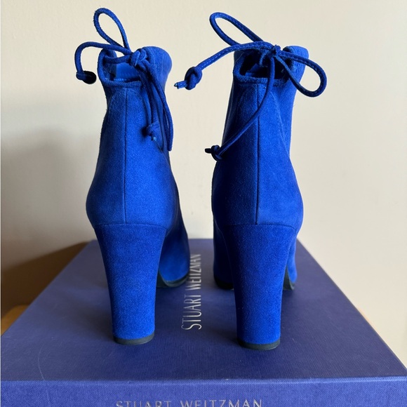 *SOLD* Stuart Weitzman Blue Suede Booties - Picture 3 of 9